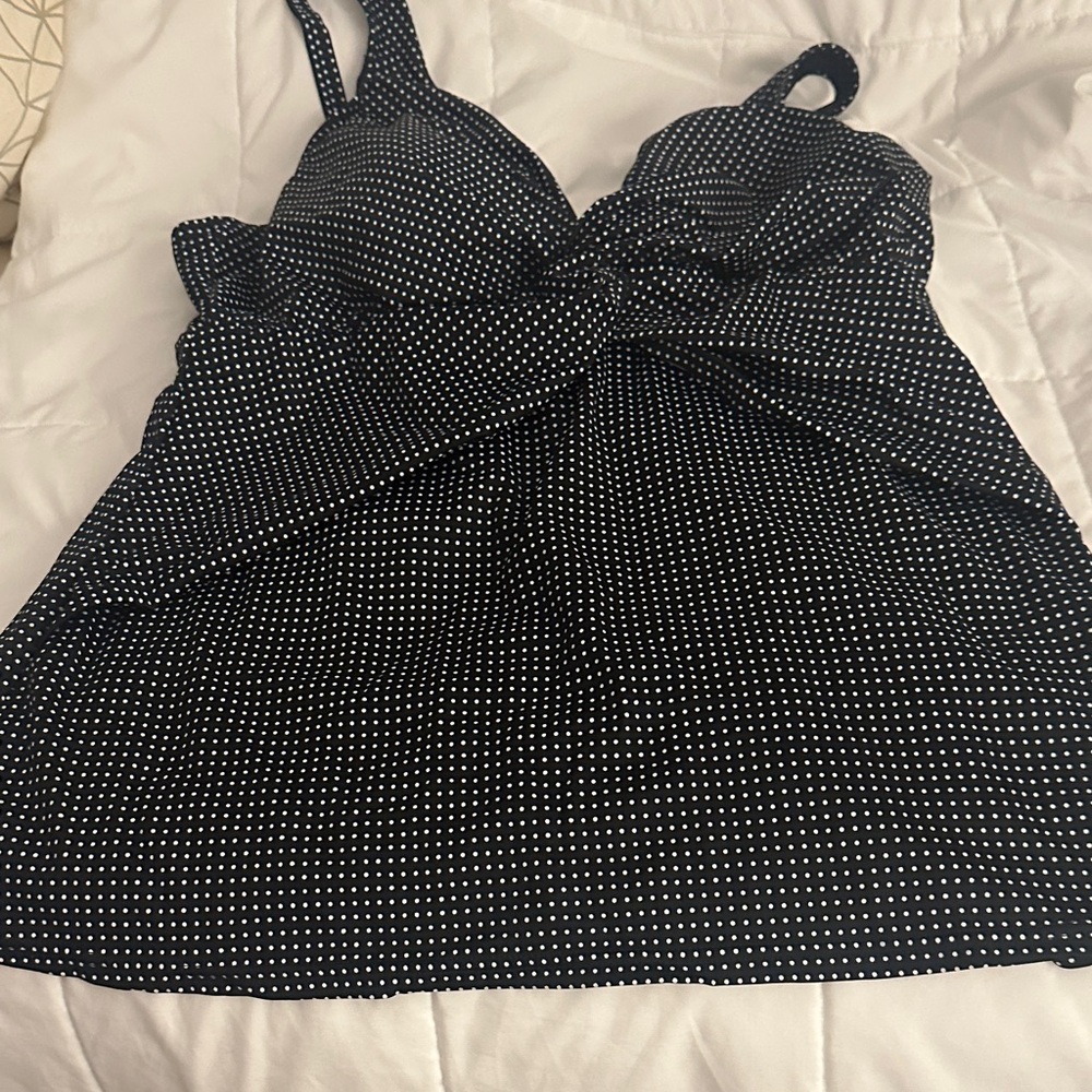 Talbots Black and White Polka Dot tankini 16